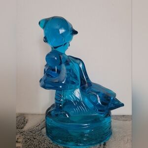 Vintage LE Smith Blue Glass Girl And Geese